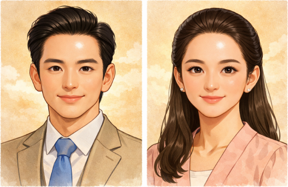 좋은 관상 샘플 일러스트(남녀)